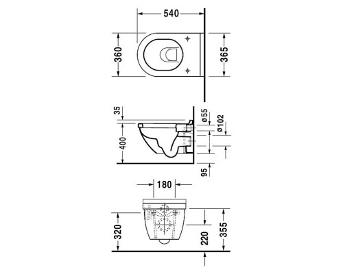 Унитаз Duravit Starck 3 2225090000 подвесной без крышки-сиденья