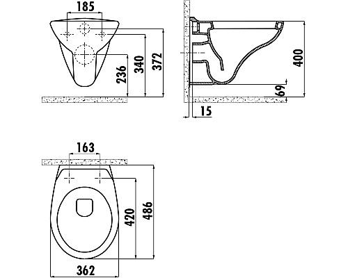 Унитаз биде Creavit Perla TP320-00CB00E-0000 подвесной Белый без сиденья