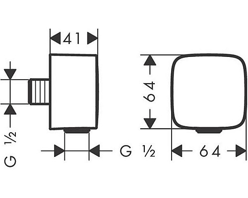Шланговое подключение для душа Hansgrohe Fixfit Square 26457000
