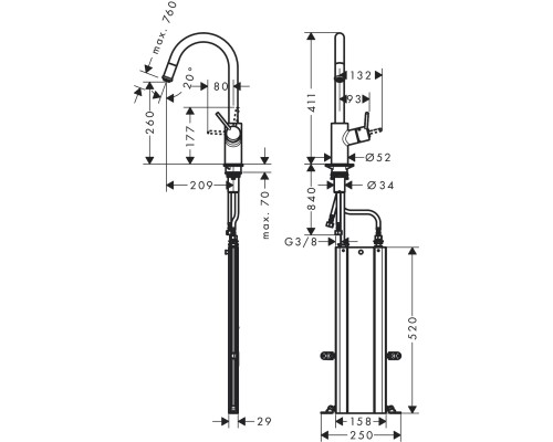 Смеситель для кухни Hansgrohe Talis M5214-H260 Хром