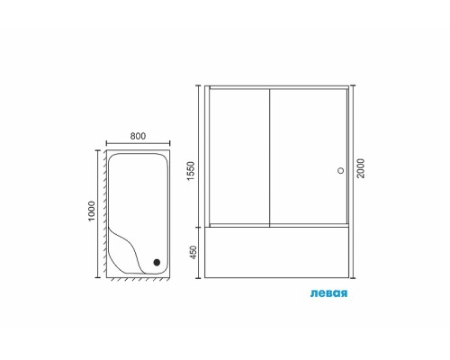 Душевой уголок Royal Bath BP 100х80 RB8100BP-T-BL-L профиль Черный стекло прозрачное