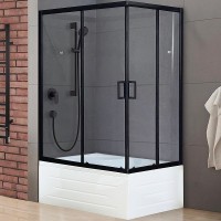 Душевой уголок Royal Bath BP 100х80 RB8100BP-T-BL-L профиль Черный стекло прозрачное