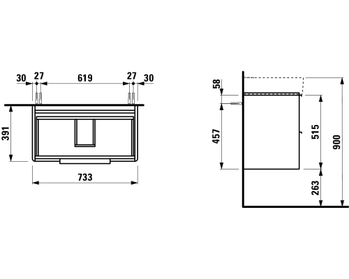 Тумба под раковину Laufen Base 75 подвесная Белая матовая