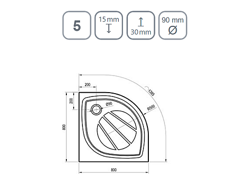 Душевой поддон из искусственного камня Ravak Elipso Pro 80х80 XA234401010BM