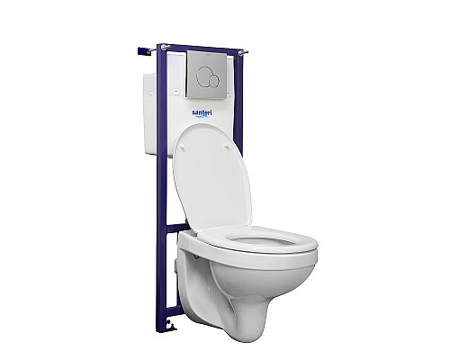Комплект унитаза с инсталляцией Santeri Альфа 1.3816.4.S00.00B.0 с сиденьем Микролифт и клавишей смыва