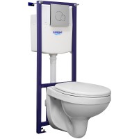 Комплект унитаза с инсталляцией Santeri Альфа 1.3816.4.S00.00B.0 с сиденьем Микролифт и клавишей смыва