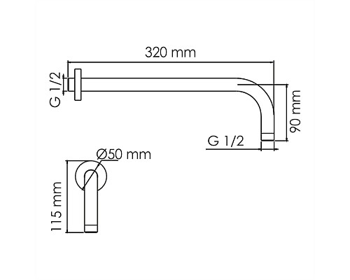 Кронштейн для верхнего душа WasserKRAFT Mindel A146 Белый матовый