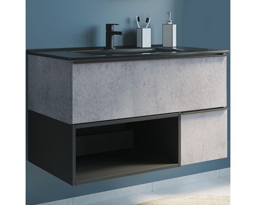 Тумба с раковиной Comforty Франкфурт 90 00-00006503 подвесная Бетон светлый