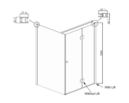 Душевой уголок Ambassador Diamond 100х100 12011106R профиль Хром стекло прозрачное