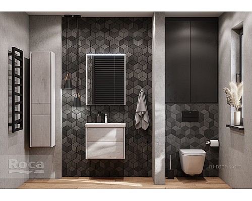 Зеркальный шкаф Roca Ronda 60 ZRU9303007 белый матовый/бетон