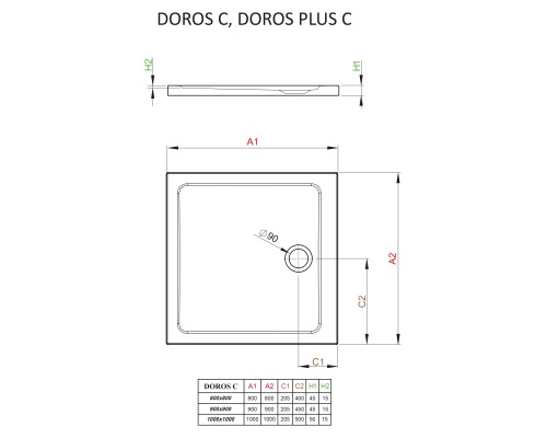 Акриловый поддон для душа Radaway Doros C 100x100x5 белый