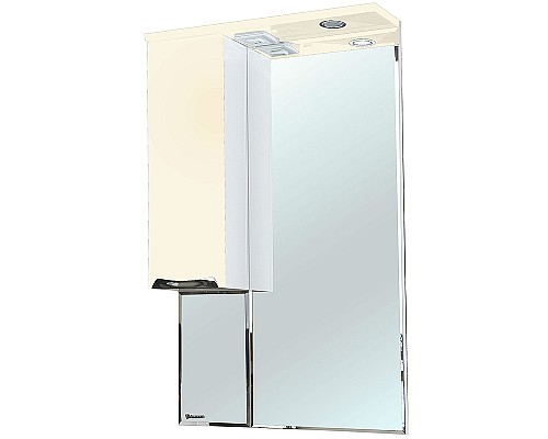 Зеркало со шкафом Bellezza Альфа 55 L 4618808002070 с подсветкой Белое Бежевое