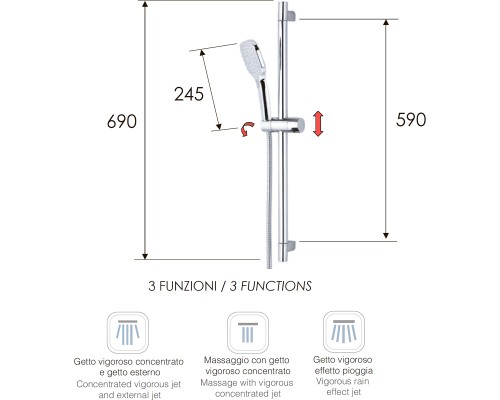 Душевой гарнитур Remer 315R318CP Хром