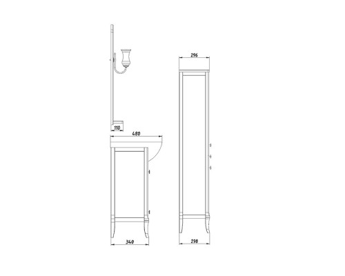 Тумба под раковину ASB-Woodline Салерно 80 9696 Белая с патиной Серебро