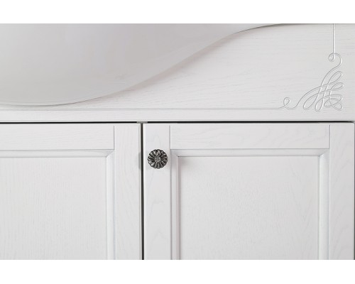 Тумба под раковину ASB-Woodline Салерно 80 9696 Белая с патиной Серебро