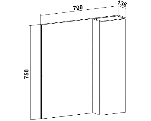 Зеркало со шкафом Runo Мальта 70 00-00001101 Дуб Черное