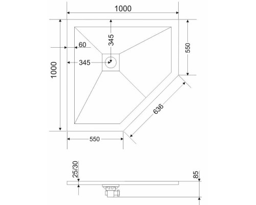Душевой поддон из искусственного камня Grossman Strong 100x100 Графит