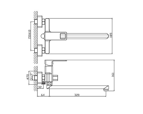 Смеситель для ванны Haiba HB22615-7 универсальный Черный матовый