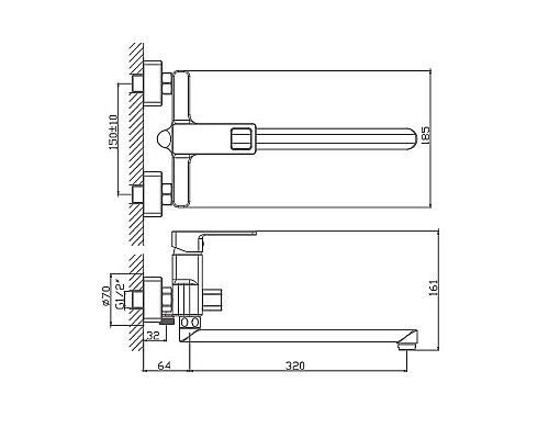 Смеситель для ванны Haiba HB22615-7 универсальный Черный матовый