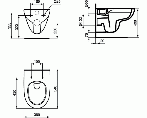 Унитаз Ideal Standard I.Life A T471601 подвесной без сиденья