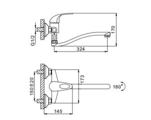 Смеситель для ванны Frap H02 F2102-B универсальный Хром