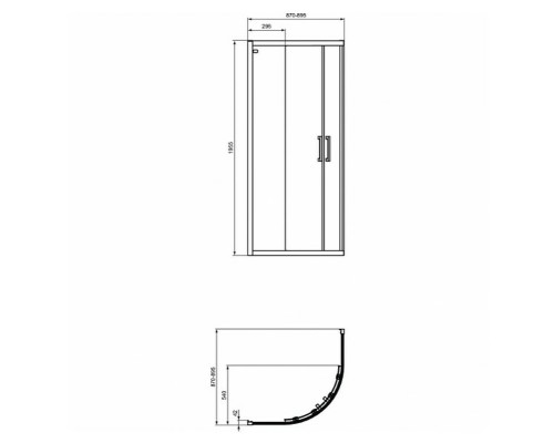 Душевой уголок Ideal Standard Connect 2 90х90 K9251V3 профиль Черный стекло прозрачное
