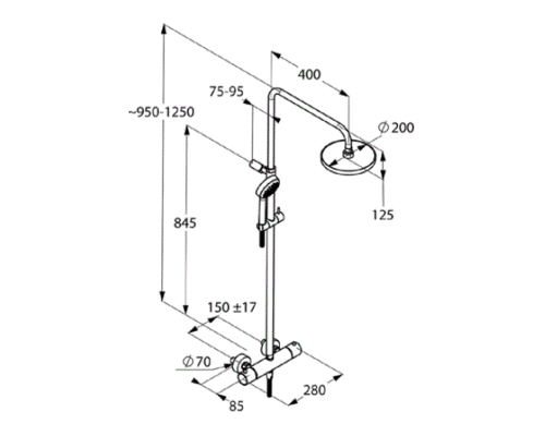 Душевая система Kludi Logo 6809505-00 Хром