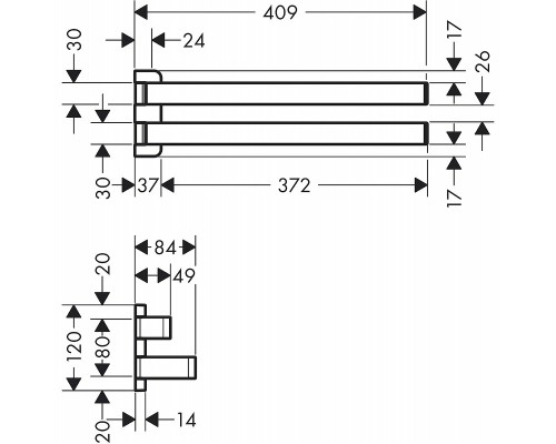 Полотенцедержатель Axor Universal Accessories 42821000 двойной поворотный Хром