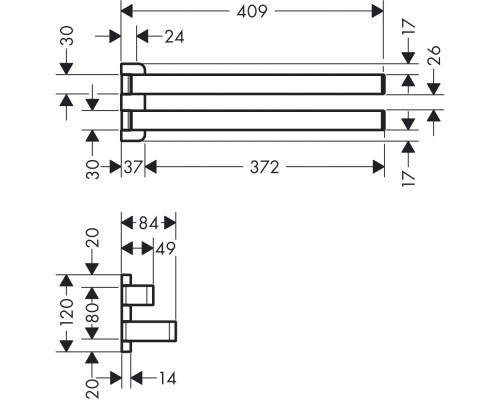 Полотенцедержатель Axor Universal Accessories 42821000 двойной поворотный Хром