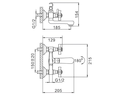 Смеситель для ванны Frap H24 F3024 Хром