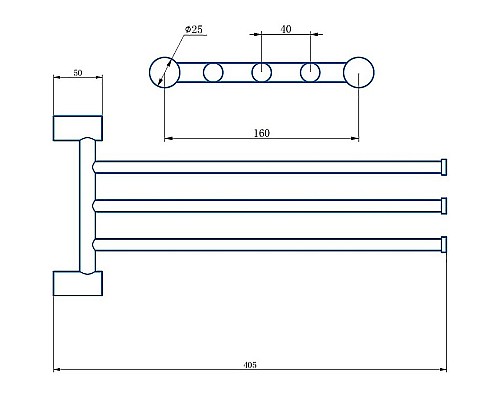 Полотенцедержатель Haiba HB8413 поворотный Хром