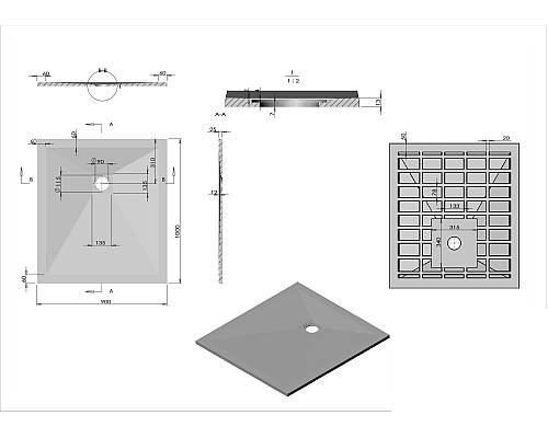 Душевой поддон из искусственного камня Vincea 100x90 VST-4SR9010G Серый