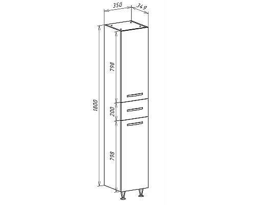 Шкаф пенал Bellezza Рокко 35 4623704090038 Красный Белый