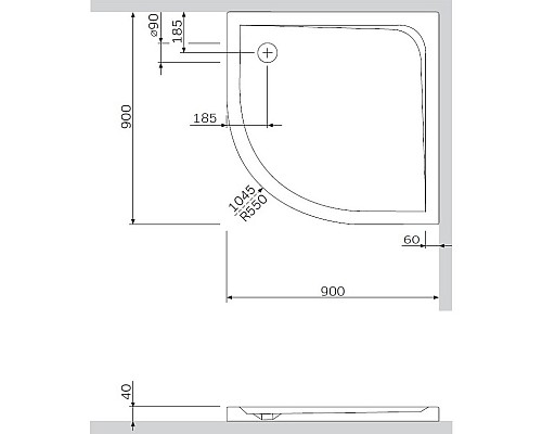 Акриловый поддон для душа AM.PM Spirit W7AT-GSR0-090W Белый