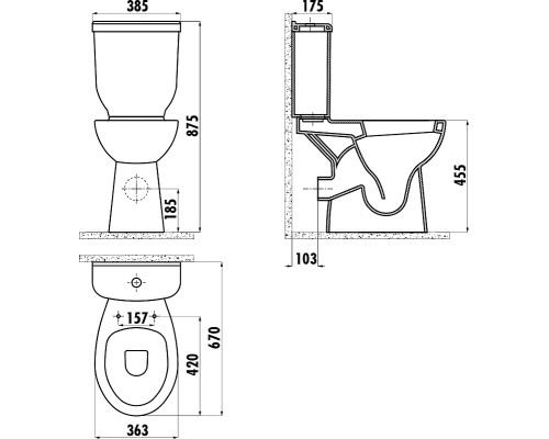 Унитаз компакт Creavit BD315-11CB00E-0000 Белый без бачка и сиденья