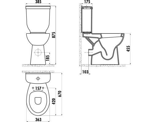 Унитаз компакт Creavit BD315-11CB00E-0000 Белый без бачка и сиденья