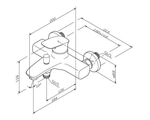 Смеситель для ванны/душа AM.PM Spirit 2.1 F71A10000 119 мм