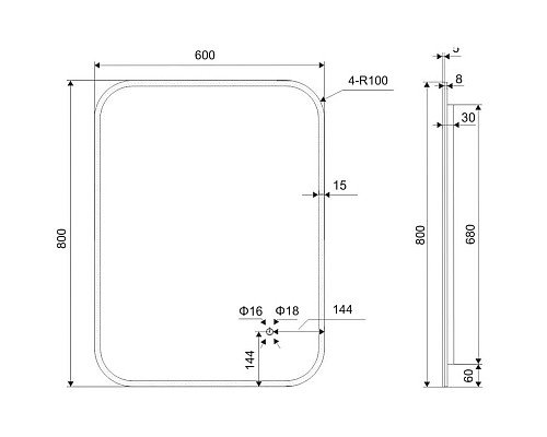 Зеркало Excellent Lumiro 60 DOEX.LU080.060.AC с подсветкой с сенсорным выключателем