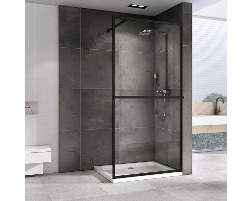 Душевая перегородка Abber Immer Offen 120 AG60120B8 профиль Черный стекло прозрачное