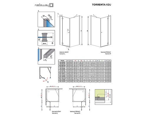Душевой уголок Radaway Torrenta KDJ 90x90 32202-01-01NR профиль Хром стекло прозрачное
