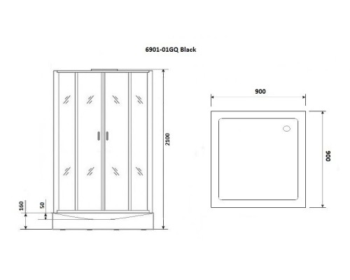 Душевая кабина Niagara Premium NG-6901-01GQ BLACK 90x90