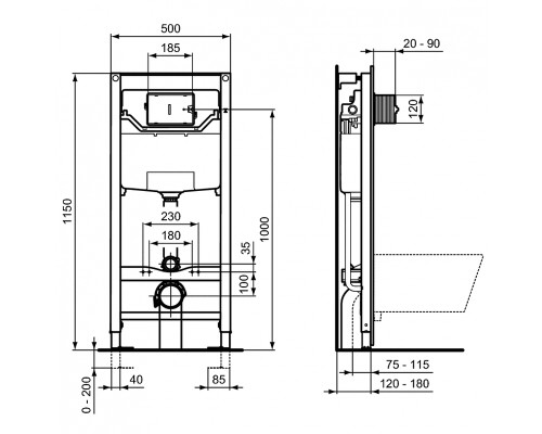Комплект унитаза с инсталляцией Ideal Standard Connect Air E212101 с сиденьем Микролифт