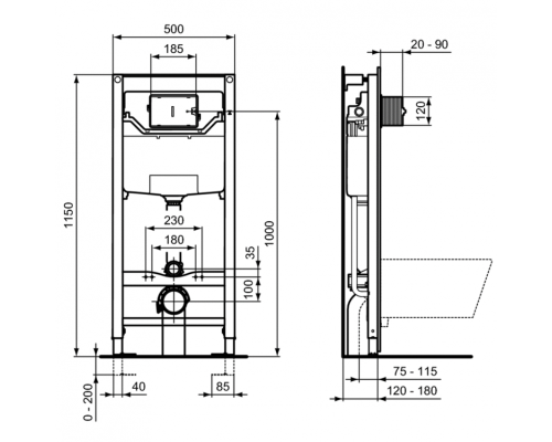 Комплект унитаза с инсталляцией Ideal Standard Connect Air E212101 с сиденьем Микролифт