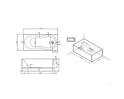 Каркас для ванны AM.PM X-Joy W88A-150-070W-R 1440 мм