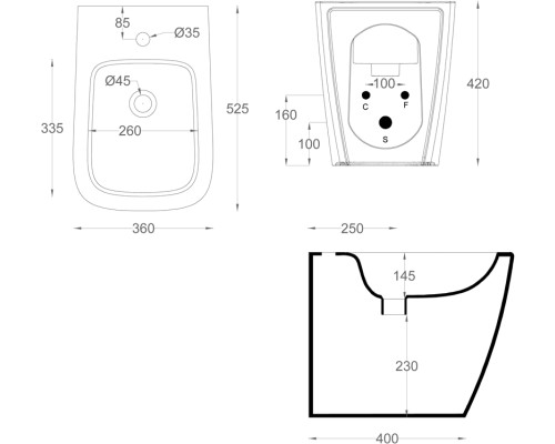 Биде Artceram A16 ASB002 01 00 Белое