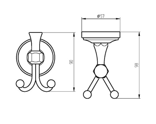 Двойной крючок Migliore Fortuna 27709 Хром