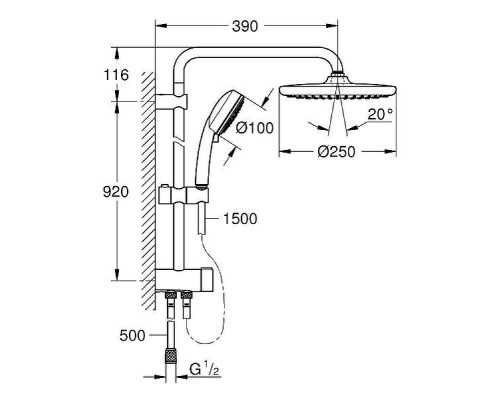 Душевая система Grohe Tempesta Cosmopolitan Хром