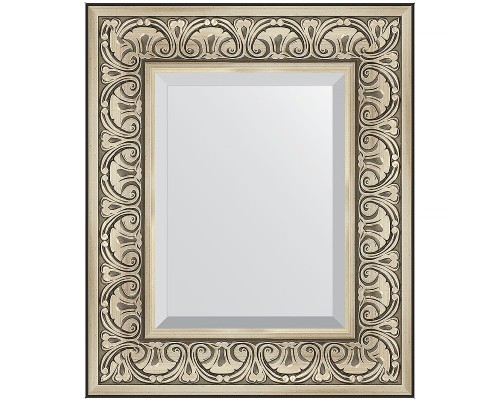 Зеркало Evoform Exclusive 60х50 BY 3372 с фацетом в багетной раме - Барокко серебро 106 мм