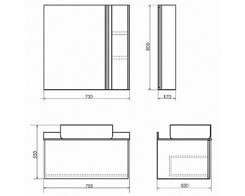 Тумба с раковиной Comforty Эдинбург 75 00004149066 подвесная Бетон светлый