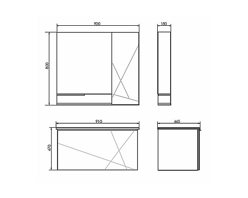 Зеркало со шкафом Comforty Мерано 90 R 00-00010664 Белое матовое